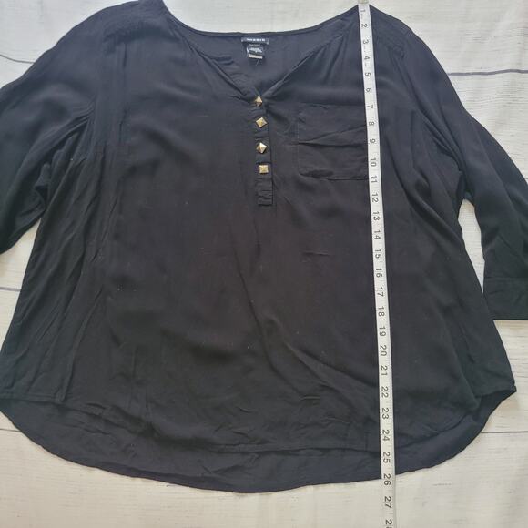 Torrid Size 2 Sheer Popover Bronze Stud Blouse lightweight v-neck chiffon glam - Picture 9 of 9